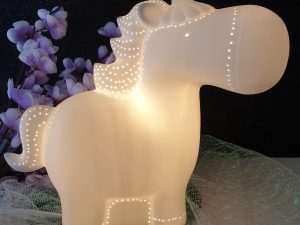 Lampada unicorno in ceramica